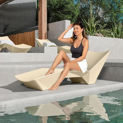 in Pool Lounge Chairs - Ergonomic Beige Pool Lounger with Efficient Drainage Design for Outdoor Relaxation, Waterproof Tanning Chairs Outdoor for Sun Shelf, Use in Pools up to 12" of Water