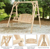 Tangkula A-Frame Wood Log Swing Bench, Outdoor Rustic Curved Back Swing Chair for Patio Garden Yard - Photo 6