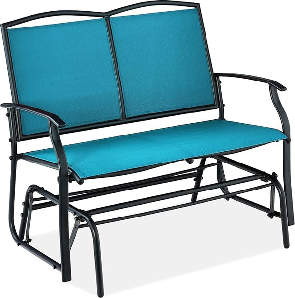 Best Choice Products 2-Person Outdoor Patio Swing Glider Steel Bench Loveseat Rocker for Deck, Porch w/Textilene Fabric - Photo 1