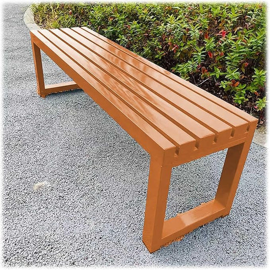 Heavy Duty Outdoor Patio Bench, Metal Garden Benches Weatherproof Park Bench 3.3ft 3.9ft 4.9ft 5.9ft 2-Person Seat Backless Porch Seating Multifunctional Slat Furniture Chair(Orange,3.93ft)