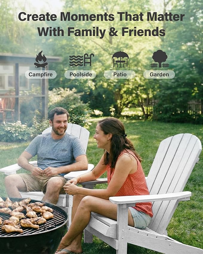 YEFU Adirondack Chairs Set of 6: Outdoor Chair HIPS Plastic Adirondack Chairs - Patio Chairs with Wood Texture - Lawn - Photo 7