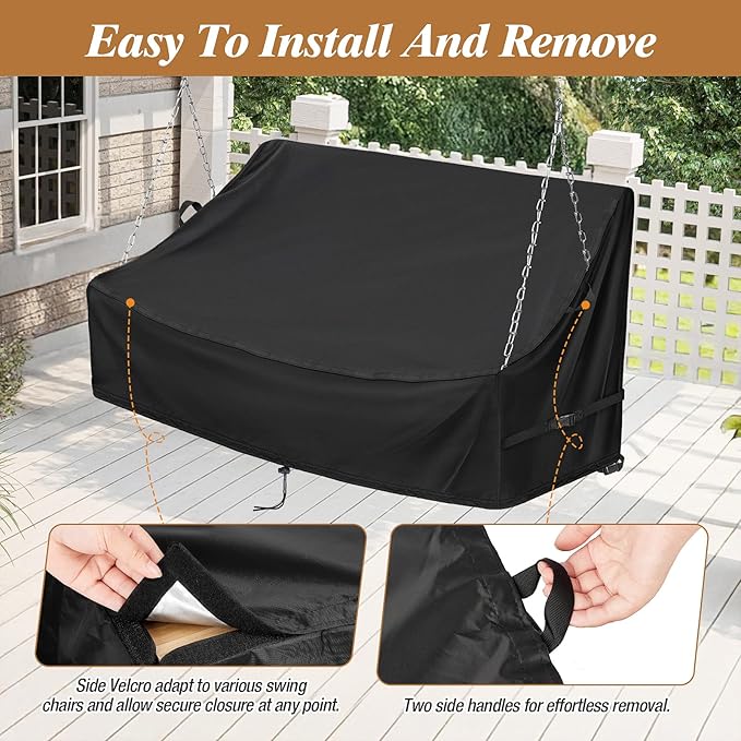 Kasla Porch Swing Seat Cover, Waterproof Swing Covers for Outdoor Patio Swings & Garden Hammock Glider & Hanging Swing - Photo 7