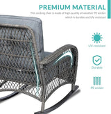 MEETWARM 3 Pieces Outdoor Wicker Rocking Chair Set - Photo 7