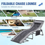 Devoko 4-Fold Padded Portable Folding Outdoor Chaise Lounge Heavy Duty Reclining Chair with Pillow & Side Pocket for - Photo 9