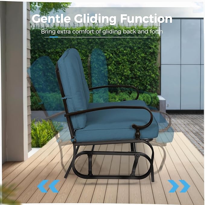 Crownland Outdoor Patio Glider Chair, Rocking Glider Bench for 2 Person, Porch Furniture Loveseat Seating - Photo 6