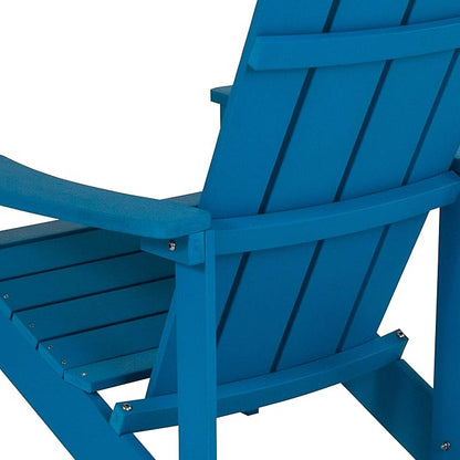 EMMA + OLIVER Outdoor Blue All-Weather Poly Resin Wood Adirondack Chair