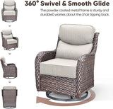 Swivel Patio Chairs sofa Set of 6 - 6" Thick Cushion - Wicker Outdoor Swivel Rocker Patio Chair ,Sofa/Glass coffee - Photo 4