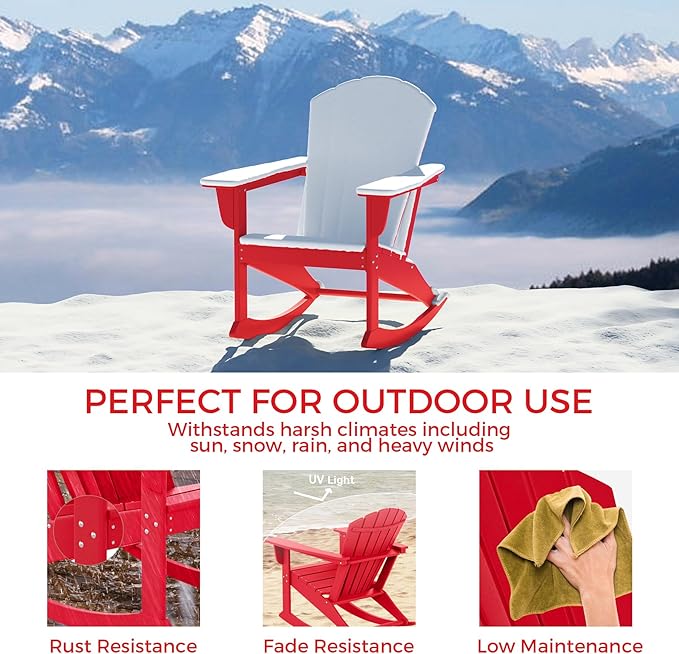 Costaelm Outdoor Adirondack Chair, All Weather Resistant Lawn Chairs Balcony Chair and Fire Pit Chairs - Photo 3
