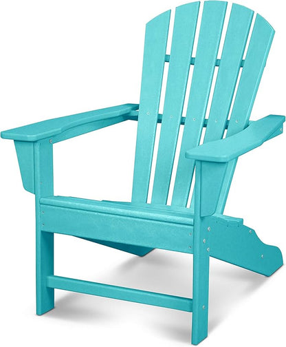 POLYWOOD Adirondack Chair, Shore Line Collection, HDPE Outdoor Patio Furniture, Fire Pit Poolside Chair, All-Weather, Aruba Blue, Made in USA