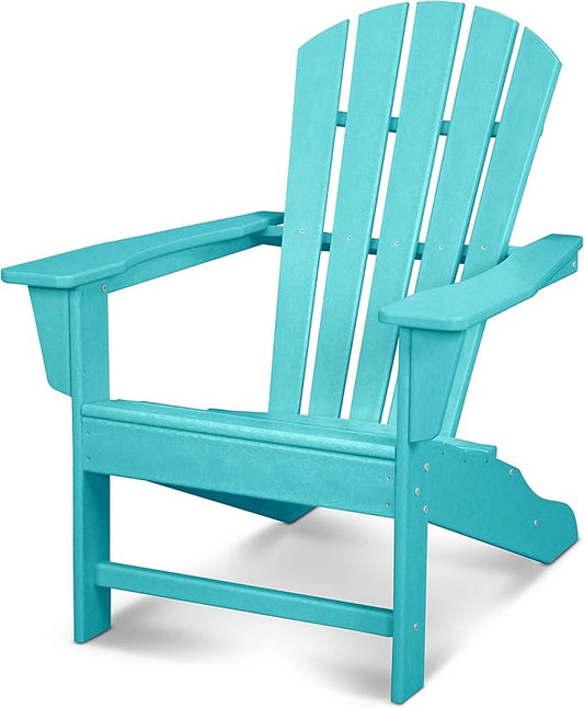 POLYWOOD Adirondack Chair, Shore Line Collection, HDPE Outdoor Patio Furniture, Fire Pit Poolside Chair, All-Weather, Aruba Blue, Made in USA