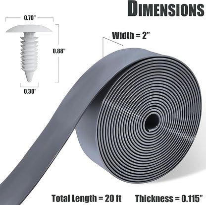 Vinyl Straps for Patio Chair Repair Kit 2'' Wide 20 Ft Long Replacement Straps + 20 Free Rivets for Outdoor Lawn Furniture Chaise Lounge Repair (Grey)