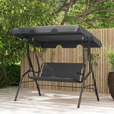 RELAX4LIFE 3-Person Porch Swing Chair - Outdoor Swing w/Adjustable Canopy, Removable Cushion & Metal Frame Stand - Photo 2