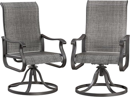 Patio Swivel Chairs Set of 2, Outdoor Dining Chairs with High Back, All-Weather Swivel Rocker Chair for Lawn, Porch or Garden (Dark Grey)