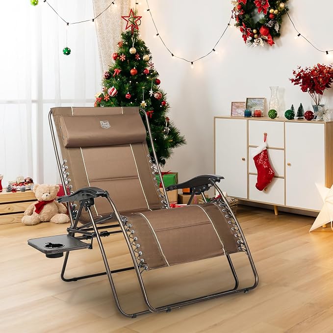 TIMBER RIDGE Oversized Zero Gravity Chair, 33In Wide XXL Zero Gravity Reclining Chair with Side Table - Photo 2