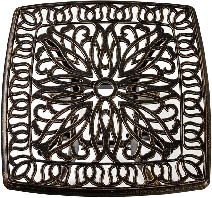 Outdoor 21" Cast Aluminum Square Side Table Set of 2 End Table for Patio, Backyard, Pool, Indoor Companion, Easy Maintenance and Weather Resistant, Bronze (Bronze)
