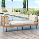 Tangkula Patio Rattan Daybed Set of 2, Boho Outdoor Wicker Lounge Sofa with Seat & Back Cushions - Photo 4