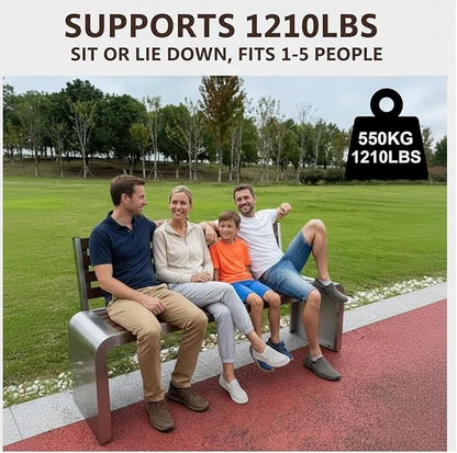 3 Seater Outdoor Metal Garden Bench with Back, Weight Capacity 1210 Lbs, Suitable for Patios, Gardens, Courtyards, Parks(120x80x40cm/47x31x16in)