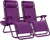 Best Choice Products Set of 2 Adjustable Steel Mesh Zero Gravity Lounge Chair Recliners w/Pillows and Cup Holder Trays - Photo 1