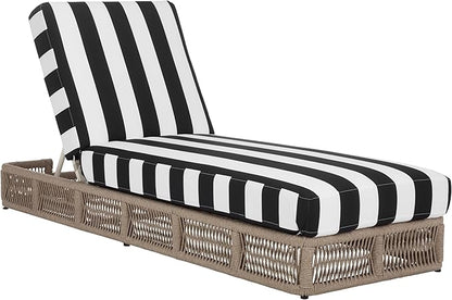 SAFAVIEH Outdoor Patio Furniture Collection - Gillian Heather Tan Rope Daybed, Black Stripe Cushion, Coastal Sunlounger, Fully Assembled (PAT7527E)