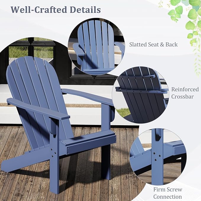 Giantex Acacia Wood Adirondack Chair Set of 2, Outdoor Fire Pit Chair with 105° Inclined Seat, High Backrest, 4" Wide Armrests, Patio Lounge Chair for Outside, Lawn, Backyard, Garden, Deck, Porch