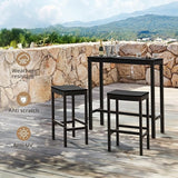 Outdoor Bar Table, 38" Patio Bar Height Counter Console Table, Black Waterproof HDPS Slatted Top and Bronze Leg - Photo 7
