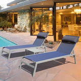 Domi Outdoor Lounge Chairs Set of 3, Upgraded Aluminum Chaise Lounge Chair W/ 5 Adjustable Positions - Photo 1