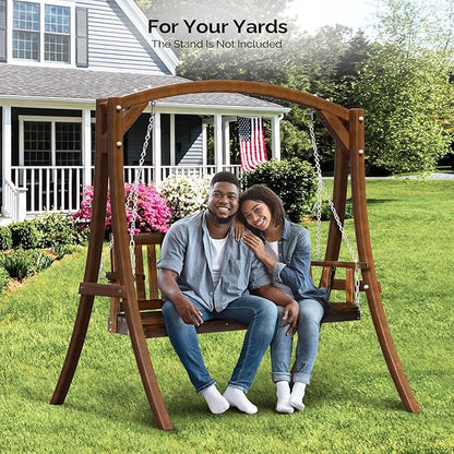 VINGLI Heavy Duty 880 LBS 5 FT Wooden Porch Swing Outdoor, Outdoor Hanging Swing Bench (5 FT, Rustic)