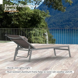 Domi Patio Chaise Lounge Set of 2 with Side Table, Aluminum Adjustable Pool Lounge Chairs - Photo 5