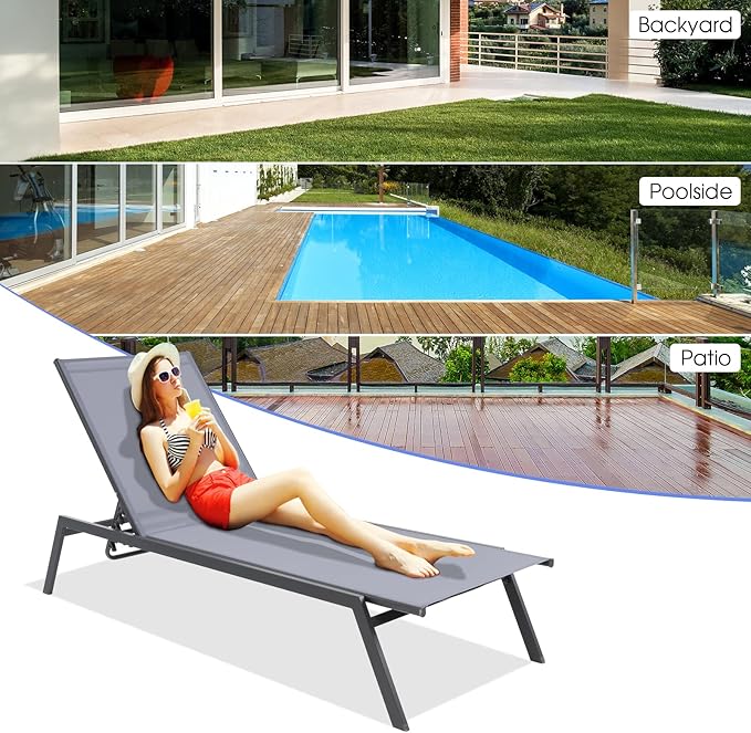 Tangkula Outdoor Adjustable Chaise Lounge Chair - Photo 7