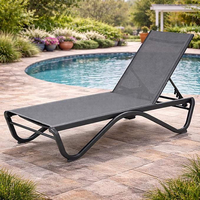 Kozyard Outdoor Chaise Lounge Chair, Full Aluminum Frame and Textilene Fabric - Photo 1