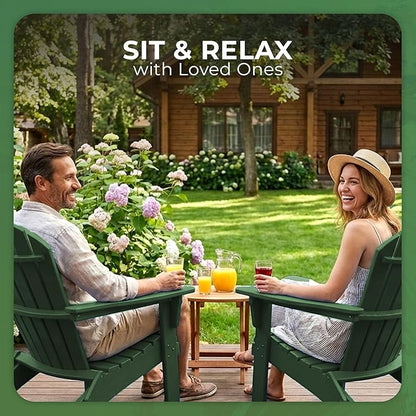 Ecommersify Folding Adirondack Chair with Cup Holder - (Turf Green) - Heavy Duty Recycled Poly Lumber Folding Chair - Amish Crafted Outdoor Furniture - Made in USA