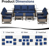 Outdoor Patio Furniture Set, 7 Piece Wicker Patio Conversation with Deep Seating, Thicken Cushions, Outdoor Club Chair - Photo 2