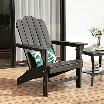 PeakPursuit HDPE Adirondack Chair for Patio, Wood Texture Lawn Chair, Outdoor Patio Furniture for Garden Backyard Deck