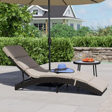 Grand patio Outdoor Lounge Chair Wicker 4-Position Adjustable Folding Aluminum Patio Chaise Lounge with Cushion Beige - Photo 3