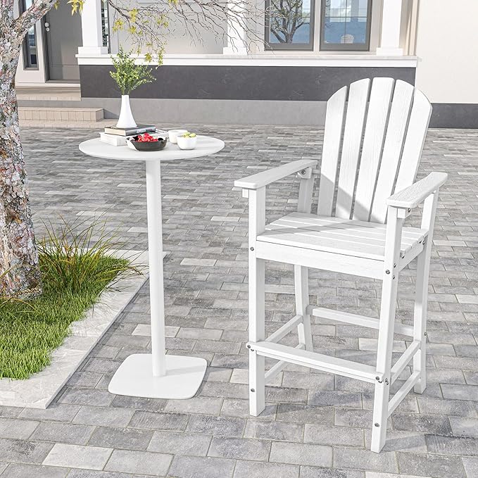 Tangkula Outdoor Tall Adirondack Chair 30 Inches Seat Height, HDPE Bar Height Patio Chair with High Backrest - Photo 4