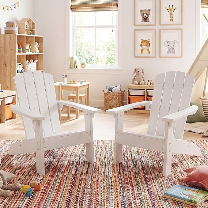 Giantex Kids Adirondack Chair, All-Weather HIPS Children's Outdoor Chair w/Ergonomic Design, Toddler Lawn Chairs for Age 3-8, Kids Beach Chair for Garden Patio Backyard (4,White)