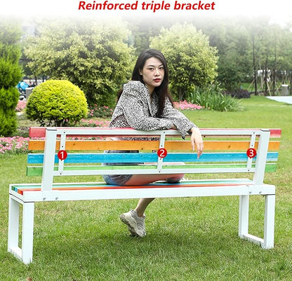 Outdoor Metal Garden Bench Seat, Park Benches with Anti-Rust Aluminum Steel Metal Frame, Slatted Seat, Patio Loveseat for Yard, Lawn, Porch, Choice of Colours(White,A-59 * 15.7 * 17.7")
