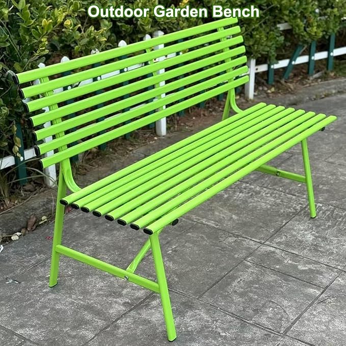 Metal Garden Bench, Patio Bench, Outdoor Benches, Porch Bench, Front Porch Bench, Outdoor Garden Bench, Sturdy and Weather-Resistant, for Porch, Lawn, Garden and Patio(Orange)