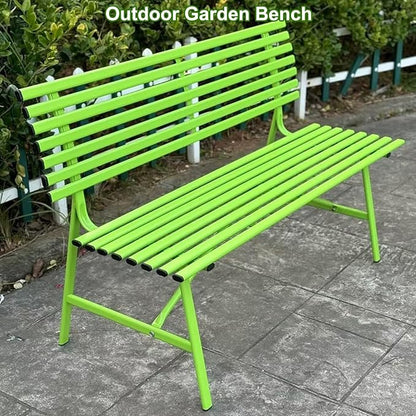Metal Garden Bench, Patio Bench, Outdoor Benches, Porch Bench, Front Porch Bench, Outdoor Garden Bench, Sturdy and Weather-Resistant, for Porch, Lawn, Garden and Patio(Orange)