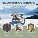 WestinTrends Malibu Folding Adjustable Adirondack Chair with Retractable Ottoman and Cup Holder (Set of 2), Dark Brown - Photo 4