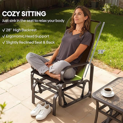 Outsunny Outdoor Glider Chair Set of 2, Gliders for Outside Patio with Smooth Gliding Mechanism and Lightweight Construction for Backyard, Brown