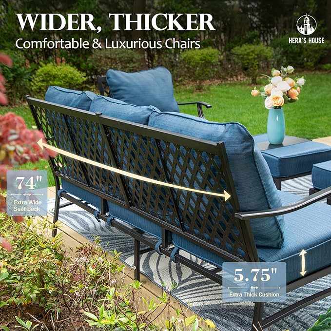 HERA'S HOUSE Patio Furniture Sofa, All-Weather Outdoor 3 Seats Couch - Photo 6