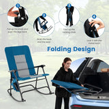 Goplus Oversized Folding Rocking Chair, Padded Patio Lounge Rocker w/Metal Frame, Armrests, Side Pocket - Photo 6
