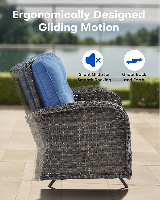 Outdoor Glider Bench-2 Seater Patio Glider Loveseat with High Back and Deep Seating Outdoor Couch for Deck Porch Garden - Photo 4