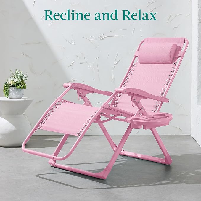 Best Choice Products Adjustable Zero Gravity Chair, Monochromatic Color Folding Patio Recliner w/Side Tray - Photo 4