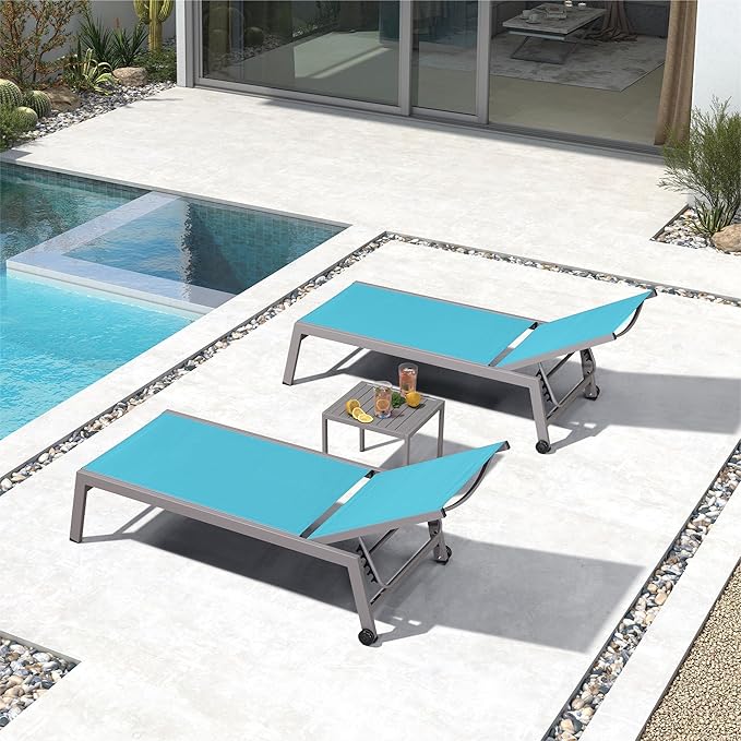 PURPLE LEAF 6-Piece Outdoor Chaise Lounge Oversized Pool Lounge Chairs with Easy-to-Move Wheels and Adjustable Backrest - Photo 2