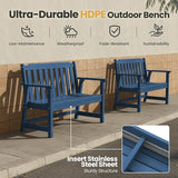 Ciokea 49" Heavy Duty Outdoor Bench, HDPE Weatherproof Porch Benches, Durable 2-Person Garden Benches with 660 Lbs - Photo 4