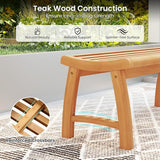 Tangkula Teak Wood Outdoor Bench, 2-Person Patio Backless Garden Dining Bench with Contoured Slatted Seat - Photo 6
