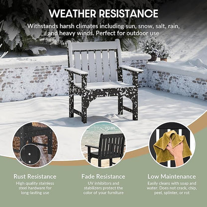 WestinTrends Malibu Outdoor Patio HDPE Adirondack Dining Arm Chair, Black
