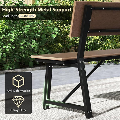 Tangkula 72” Outdoor Bench, Extra Long Patio HDPE Bench for 4 People, 1100 lbs Weight Capacity, Heavy-Duty Patio Picnic Dining Bench for Garden, Porch, Lawn, Backyard & Park
